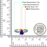 Solitaire Accent Engagement Ring Created Blue Opal Round Simulated Cubic Zirconia 925 Sterling Silver