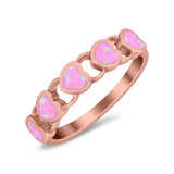 Heart Promise Thumb Eternity Rings Sideways Simulated Opal 925 Sterling Silver