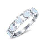 Heart Promise Thumb Eternity Rings Sideways Simulated Opal 925 Sterling Silver