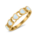 Heart Promise Thumb Eternity Rings Sideways Simulated Opal 925 Sterling Silver