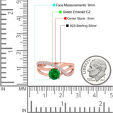 Art Deco Wedding Engagement Crisscross Bridal Ring Round Simulated Cubic Zirconia 925 Sterling Silver
