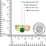 Art Deco Wedding Engagement Crisscross Bridal Ring Round Simulated Cubic Zirconia 925 Sterling Silver