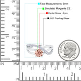 Art Deco Wedding Engagement Crisscross Bridal Ring Round Simulated Cubic Zirconia 925 Sterling Silver