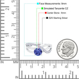 Art Deco Wedding Engagement Crisscross Bridal Ring Round Simulated Cubic Zirconia 925 Sterling Silver