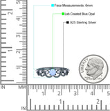 Fashion Half Eternity Ring Wave Design Round Lab Created Blue Opal Simulated Cubic Zirconia 925 Sterling Silver