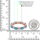 Full Eternity Stackable Band Ring Oval Created Opal 925 Sterling Silver