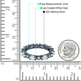 Full Eternity Stackable Band Ring Oval Created Opal 925 Sterling Silver