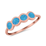 Petite Dainty Eternity Thumb Rings Round Simulated Opal 925 Sterling Silver