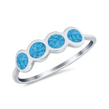Petite Dainty Eternity Thumb Rings Round Simulated Opal 925 Sterling Silver