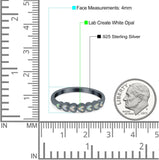 Sideways Heart Eternity Band Lab Created White Opal Band 925 Sterling Silver
