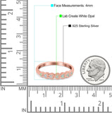 Sideways Heart Eternity Band Lab Created White Opal Band 925 Sterling Silver