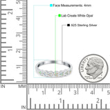 Sideways Heart Eternity Band Lab Created White Opal Band 925 Sterling Silver