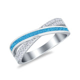 Infinity Crisscross Eternity Rings Simulated CZ Opal 925 Sterling Silver