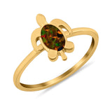 Turtle Ring Simulated Cubic Zirconia Opal 925 Sterling Silver