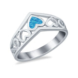 Heart Filigree Midi Thumb V Ring Simulated Cubic Zirconia 925 Sterling Silver