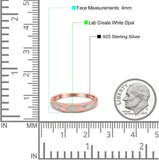 Half Eternity Lab Created Opal Wedding Ring Band Simulated Cubic Zirconia 925 Sterling Silver