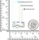 Criss Cross V Shape Ring Band Lab Created Opal 925 Sterling Silver (6mm)