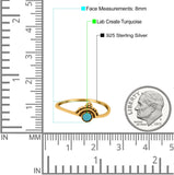 Bali Band Ring Round Simulated Turquoise 925 Sterling Silver