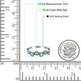 Eternity Band Wedding Ring Lab Created White Opal 925 Sterling Silver (5mm)