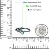 Whale Tail Ring Band Lab Created Opal 925 Sterling Silver (9mm)