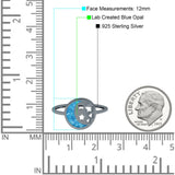 Moon and Stars Ring Band Lab Created Opal 925 Sterling Silver (12mm)