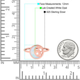 Moon and Stars Ring Band Lab Created Opal 925 Sterling Silver (12mm)
