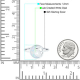 Moon and Stars Ring Band Lab Created Opal 925 Sterling Silver (12mm)