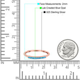 Simple Ring Band Lab Created Opal 925 Sterling Silver (2mm)