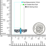 Filigree Thumb Ring Marquise Ring Band Lab Created Opal 925 Sterling Silver (9.5mm)