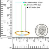 Simple Ring Band Lab Created Opal 925 Sterling Silver (3.5mm)