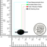Petite Dainty Oval Promise Ring Band Rhodium Plated 925 Sterling Silver (8mm)