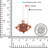 Turtle Oxidized Band Solid 925 Sterling Silver (17mm)