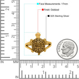 Turtle Oxidized Band Solid 925 Sterling Silver (17mm)