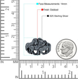 Horse Ring Oxidized Band Solid 925 Sterling Silver Thumb Ring (14mm)