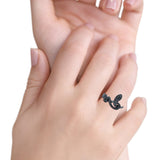Snake Ring Oxidized Band Solid 925 Sterling Silver Thumb Ring (14mm)