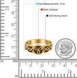 Celtic Ring Oxidized Band Solid 925 Sterling Silver (7mm)