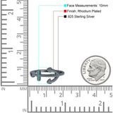 Anchor Band Rhodium Plated Ring Solid 925 Sterling Silver Thumb Ring (10mm)