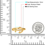 Anchor Band Rhodium Plated Ring Solid 925 Sterling Silver Thumb Ring (10mm)