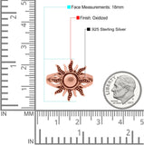 Sun Ring Oxidized Band Solid 925 Sterling Silver (18mm)