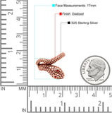 Snake Ring Oxidized Band Solid Simulated Garnet Cubic Zirconia 925 Sterling Silver (17mm)
