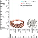 Smiling Sun Oxidized Band Ring Solid 925 Sterling Silver (8mm)