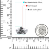 Trinity Celtic Knot Ring Oxidized 925 Sterling Silver 12mm