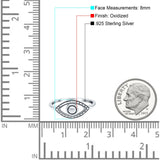 Eye Ring Oxidized Band Solid 925 Sterling Silver (8mm)