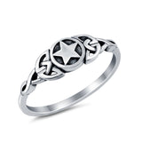 Petite Dainty Infinity Pentagram Star Thumb Ring Band 925 Sterling silver