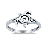Sterling Silver Wave Turtle Ring Band Round 925 Sterling Silver