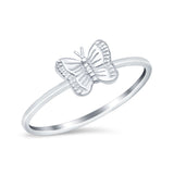 Petite Dainty Butterfly Ring Thumb Band Round 925 Sterling Silver