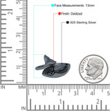 Whale Ring Oxidized Band Solid 925 Sterling Silver (13mm)