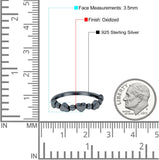 Dots and Hearts Band Oxidized Ring Solid 925 Sterling Silver Thumb Ring (3.5mm)