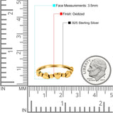 Dots and Hearts Band Oxidized Ring Solid 925 Sterling Silver Thumb Ring (3.5mm)
