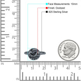 Songbird Start Band Oxidized Ring Solid 925 Sterling Silver (10mm)